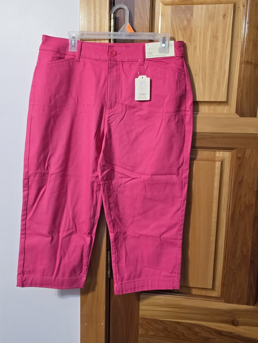 Bright Pink Capri Pants And Blue